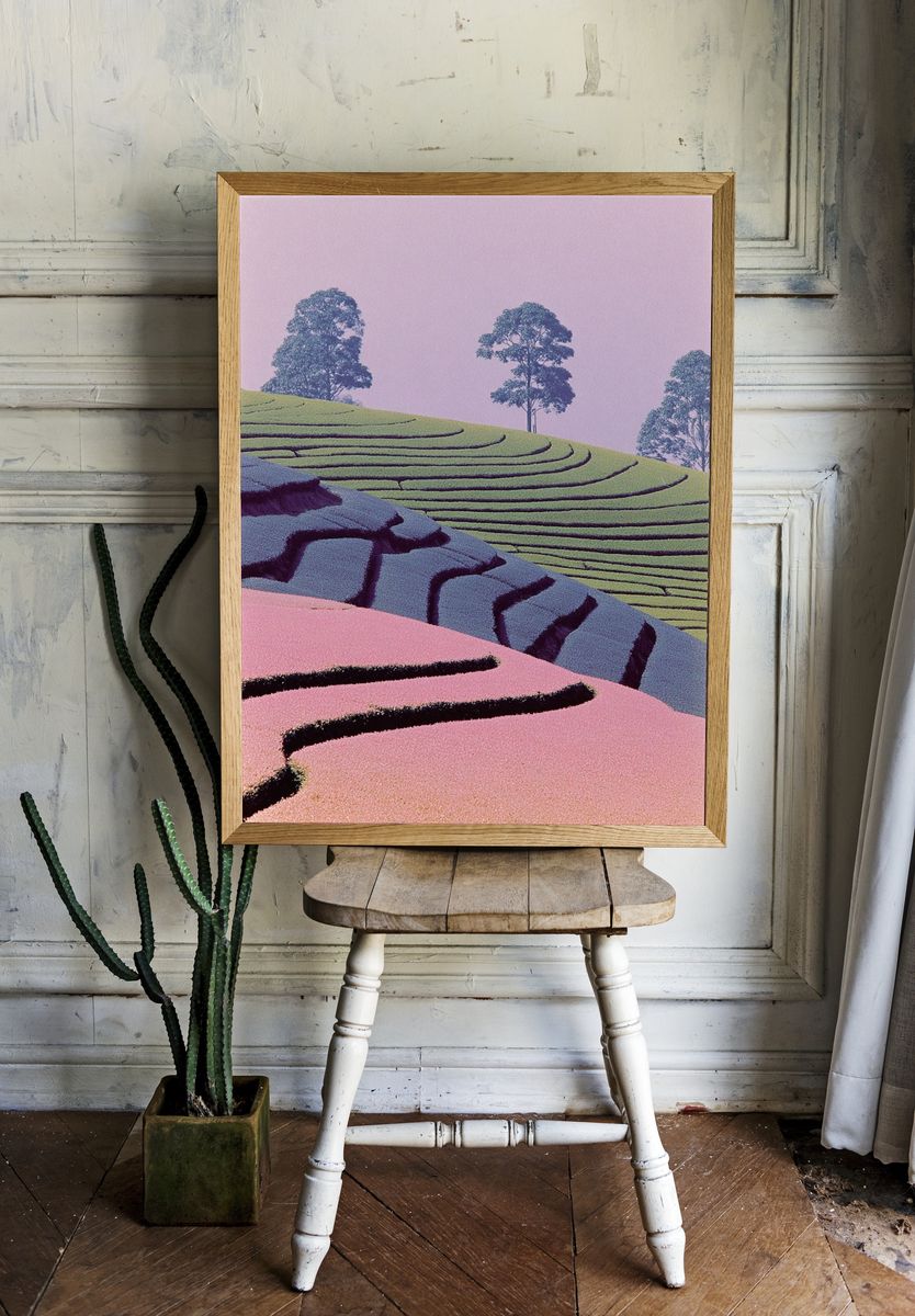 Pastel Terraced Hills Poster. — room view 1