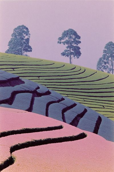 Pastel Terraced Hills Poster. poster