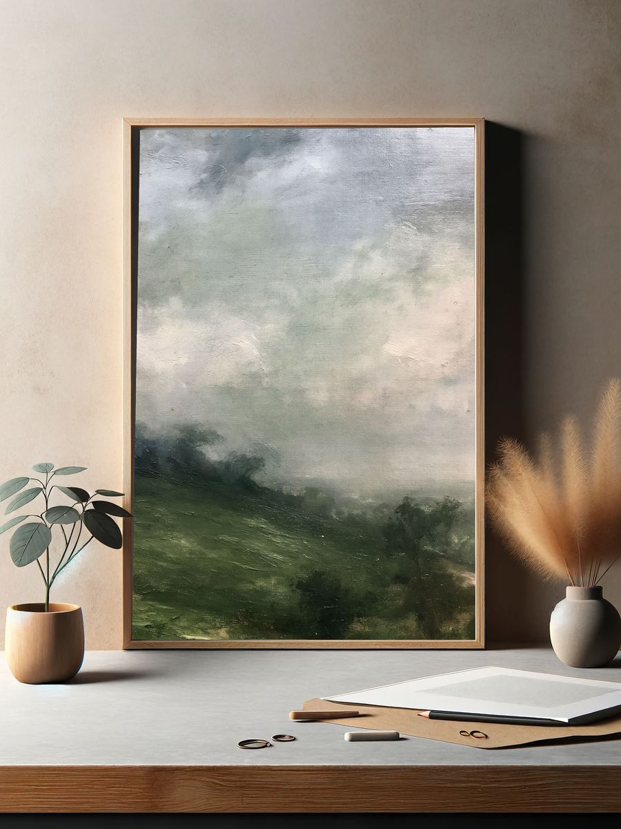 Misty Hills Landscape Poster. — room view 2