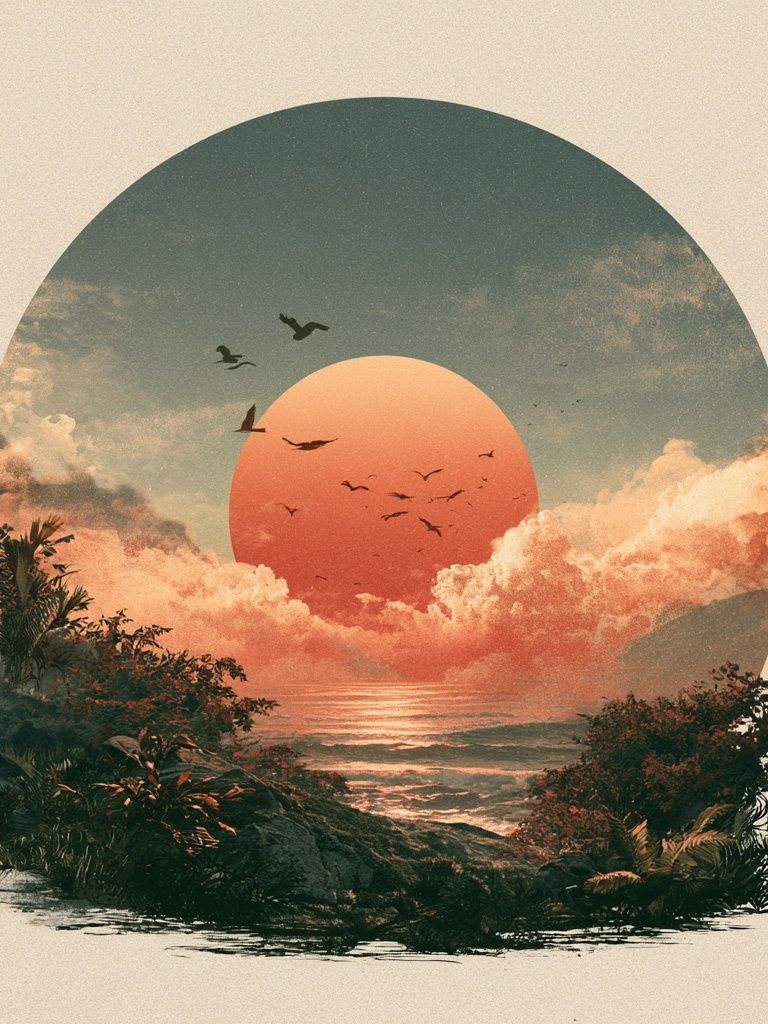 Tropical Sunset Horizon Print. poster — nature art
