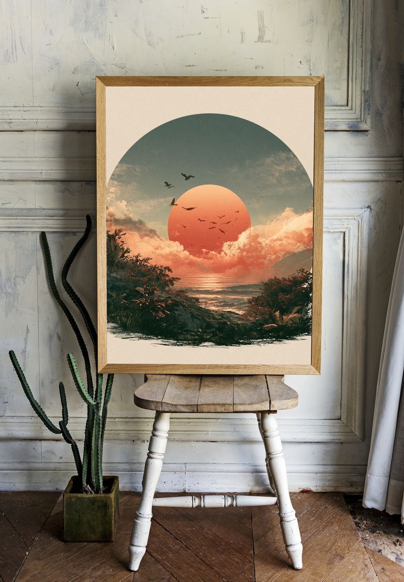 Tropical Sunset Horizon Print. room preview