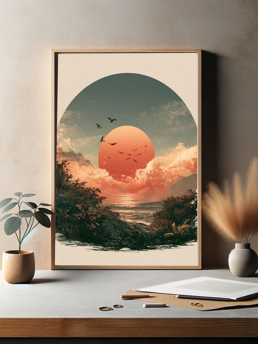 Tropical Sunset Horizon Print. — room view 2