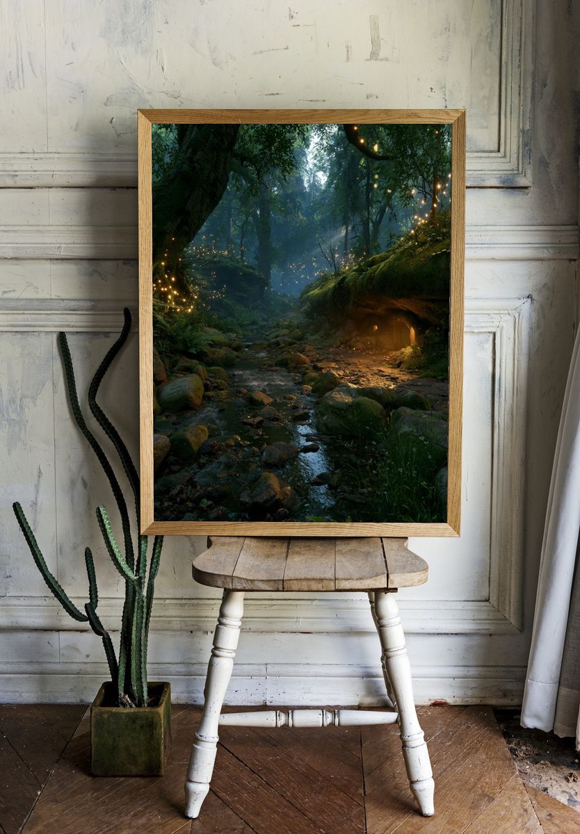 Enchanted Forest Stream Poster. — room view 1