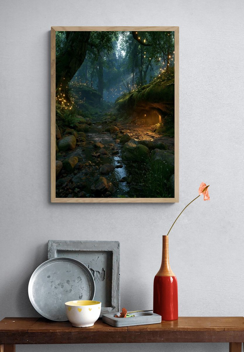 Enchanted Forest Stream Poster. — room view 3