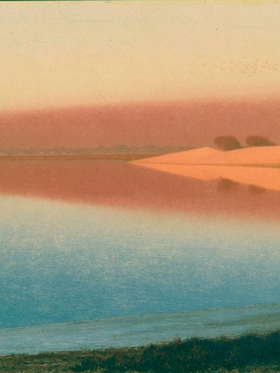 Pastel Coastal Dunes Landscape Print.