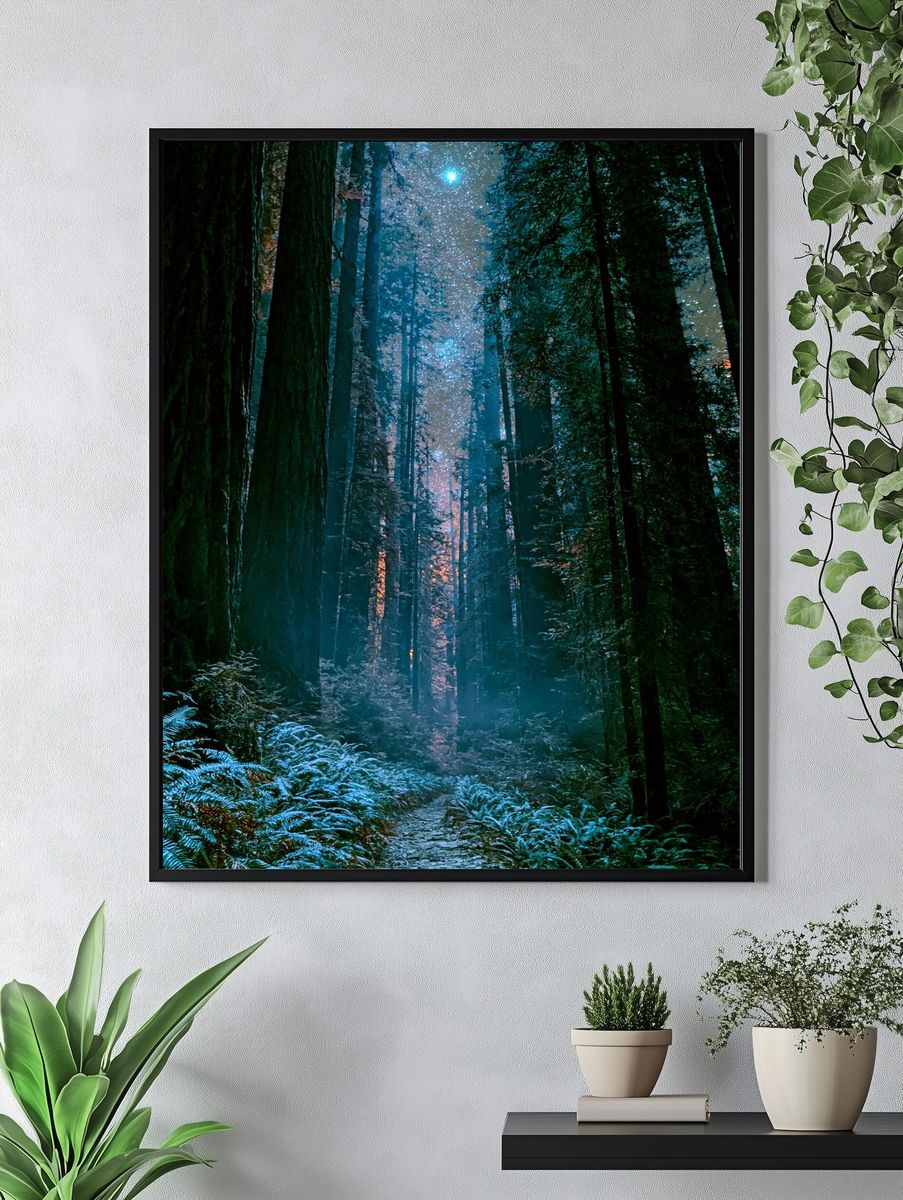 Moonlit Redwood Forest Poster. — room view 4