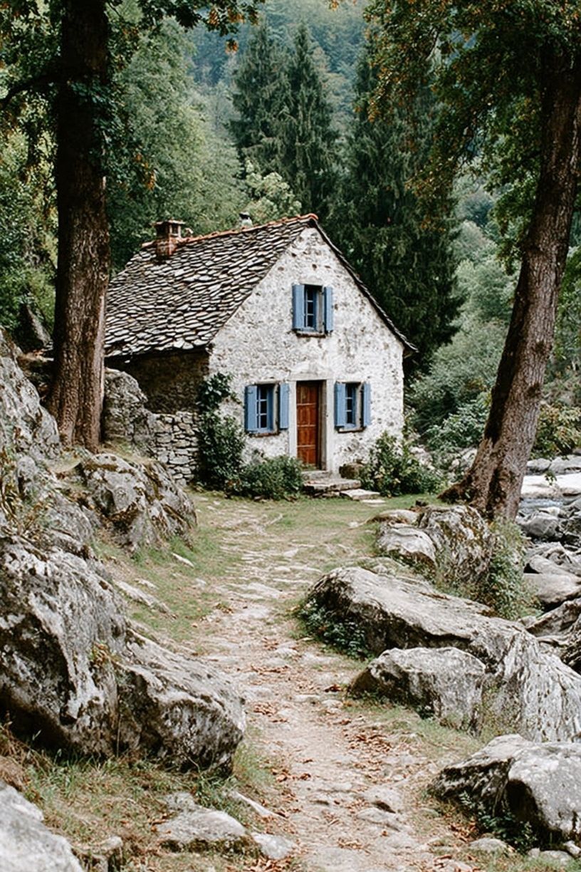 Rustic Forest Cottage Poster. poster detail