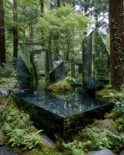Forest Mirror Sculpture Poster. poster