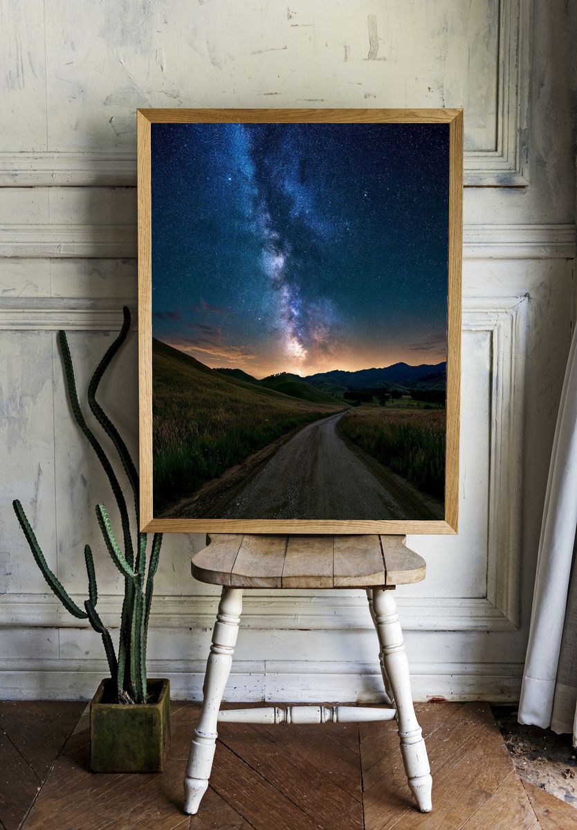 Milky Way Over Hills Poster. room preview