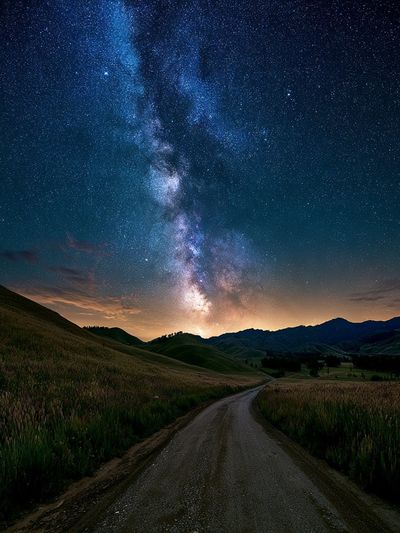Milky Way Over Hills Poster. poster