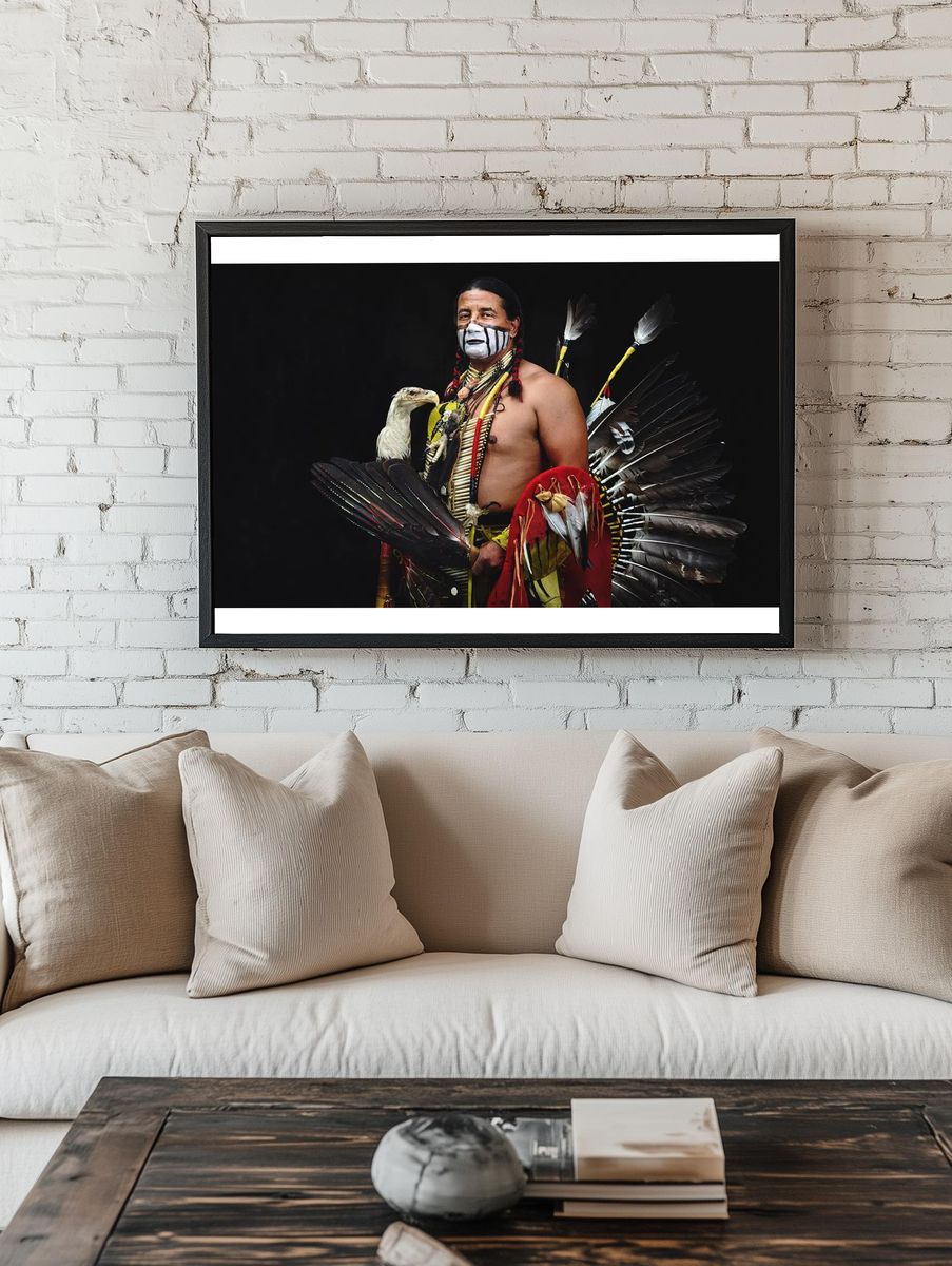 Native American Warrior Portrait Poster. — room view 1