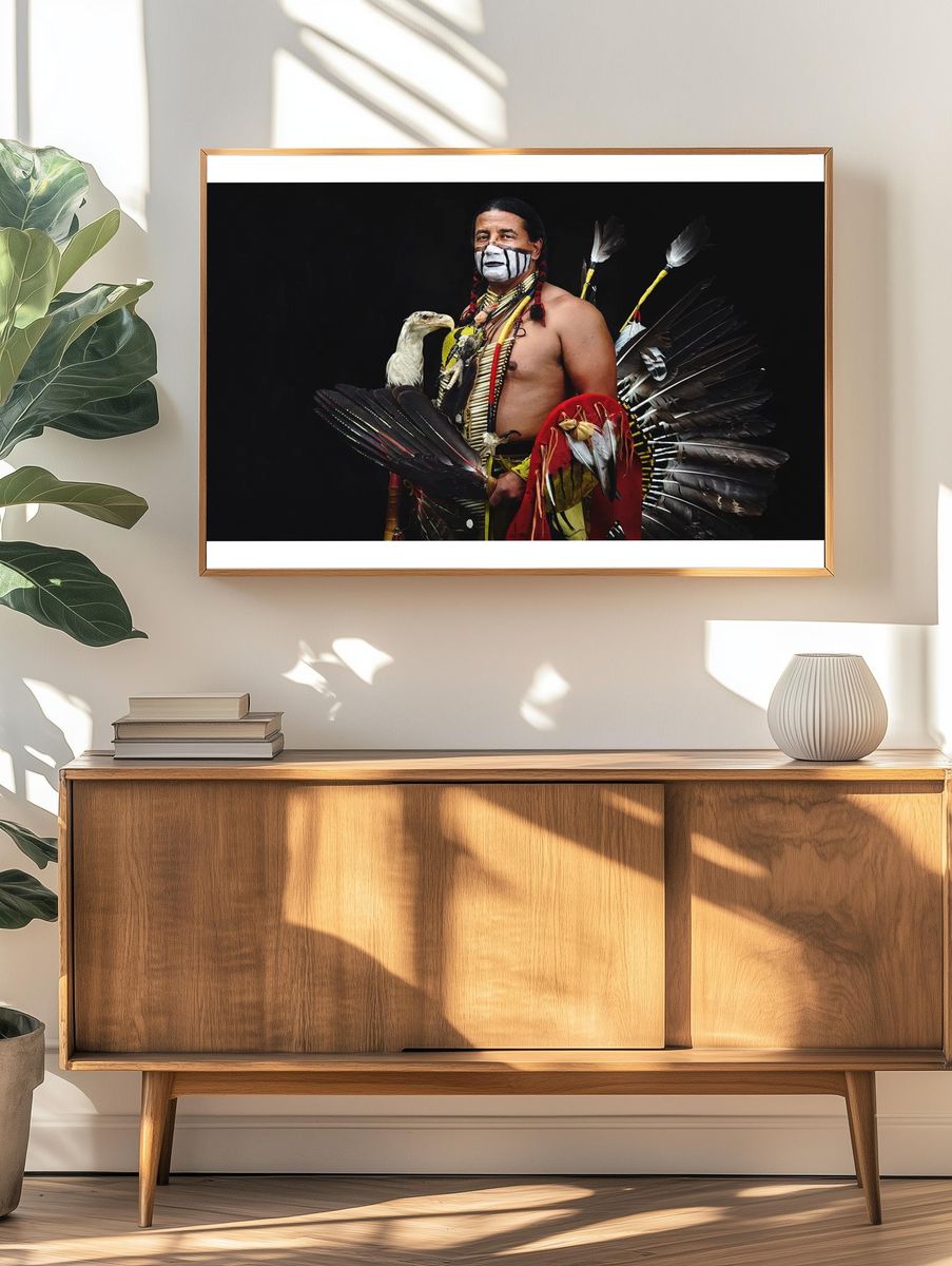 Native American Warrior Portrait Poster. — room view 3