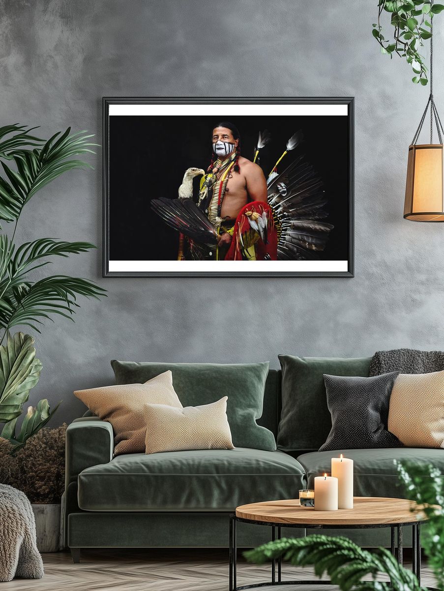 Native American Warrior Portrait Poster. — room view 4