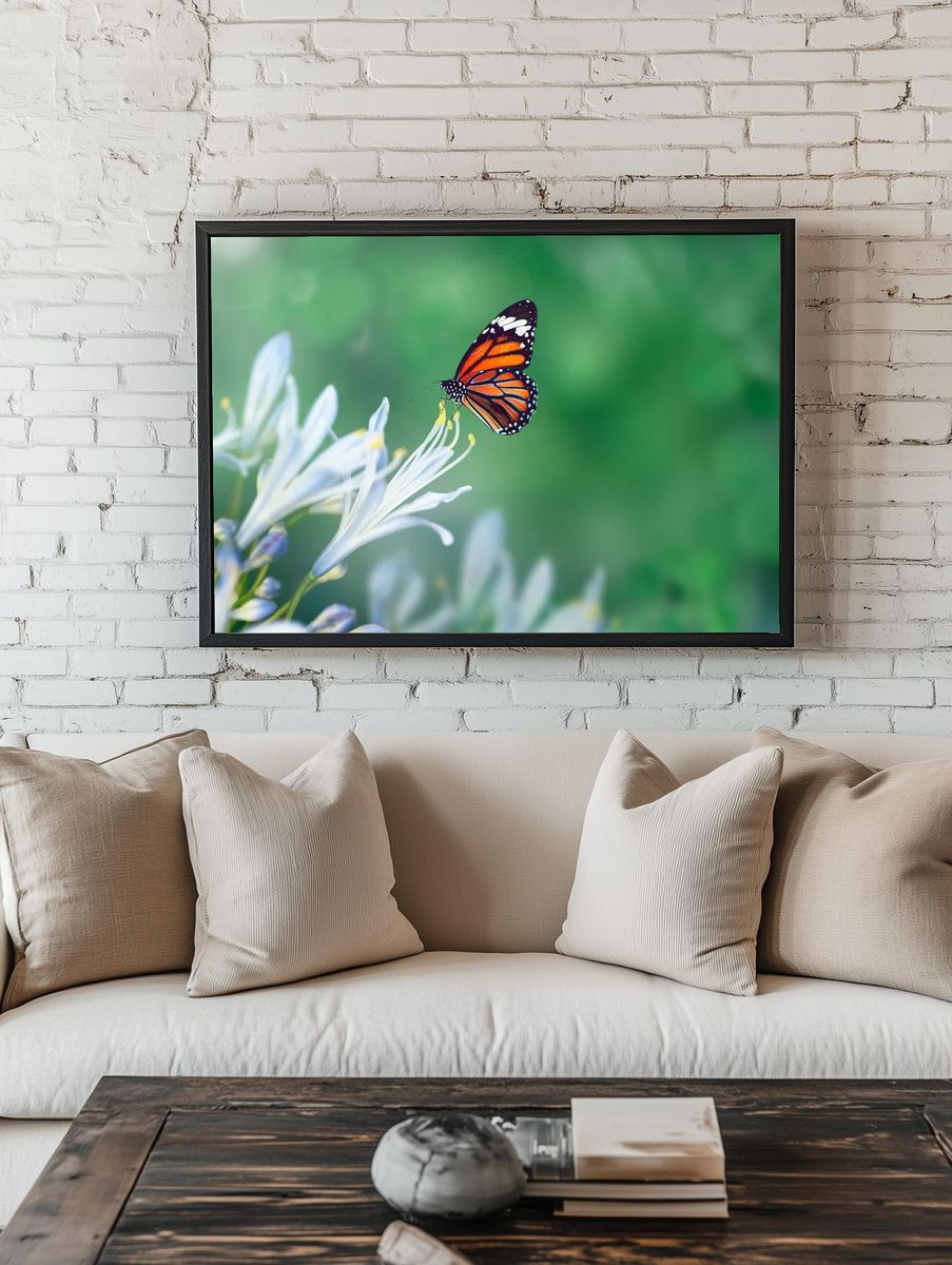 Monarch Butterfly on Flower — Nature Print room preview