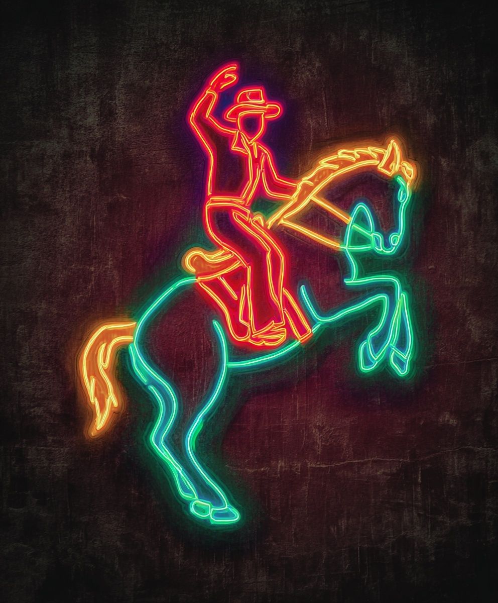 Neon Cowboy Horse Poster. poster detail