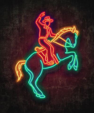 Neon Cowboy Horse Poster. poster print