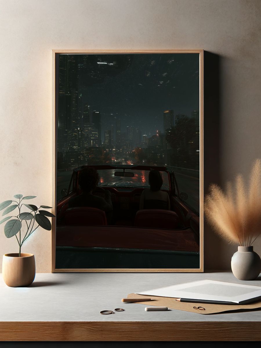 Night City Drive — Photography Print. — room view 2