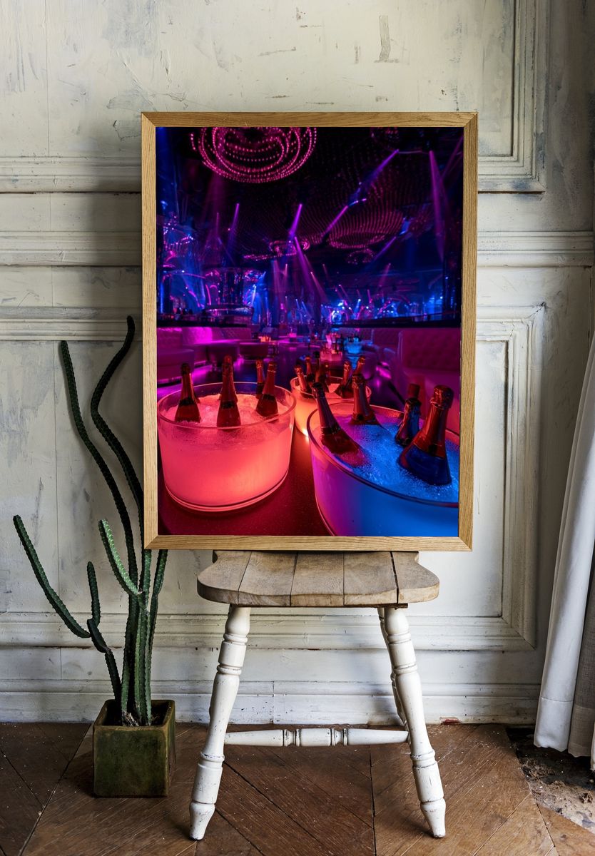 Neon Nightclub Champagne Poster. — room view 1