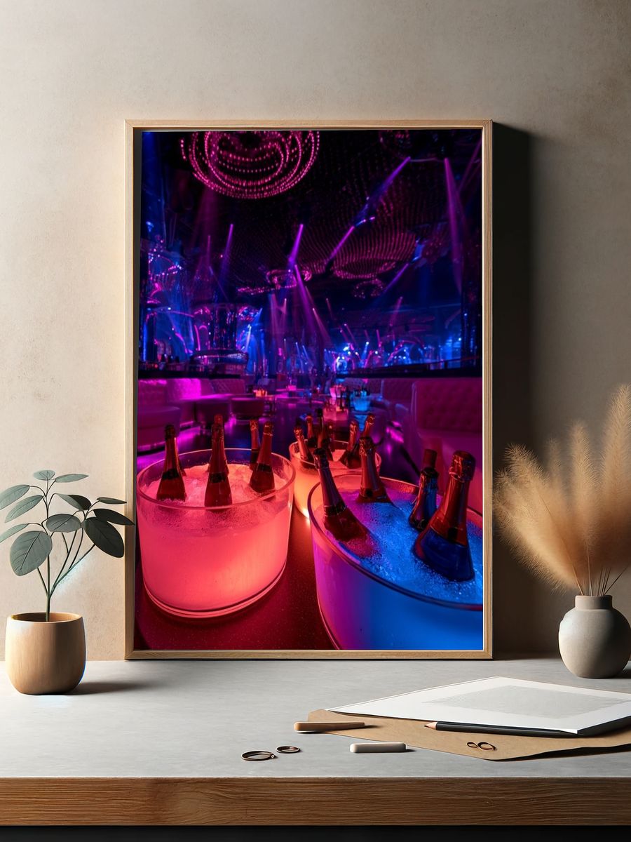 Neon Nightclub Champagne Poster. — room view 2