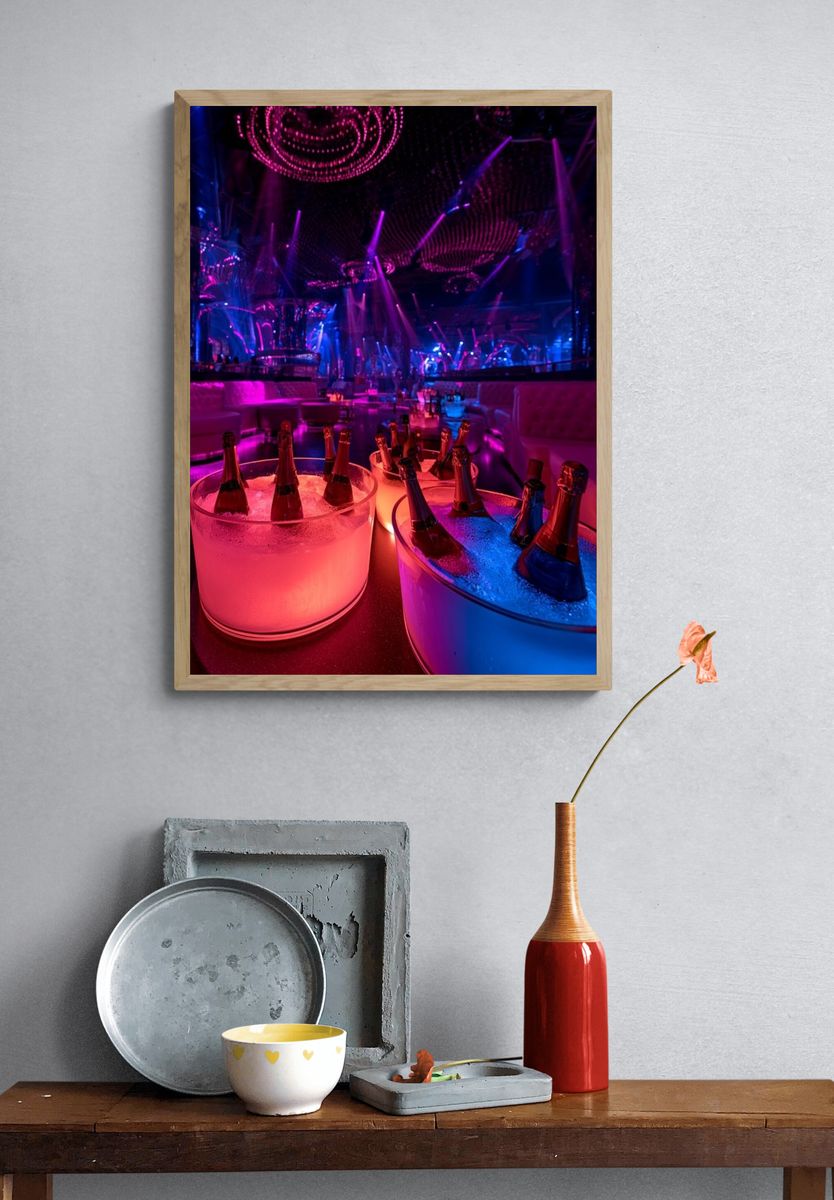 Neon Nightclub Champagne Poster. — room view 3