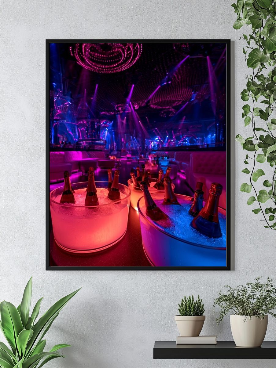 Neon Nightclub Champagne Poster. — room view 4