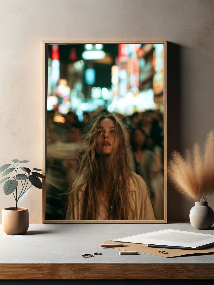 Neon City Portrait Poster. — room view 2