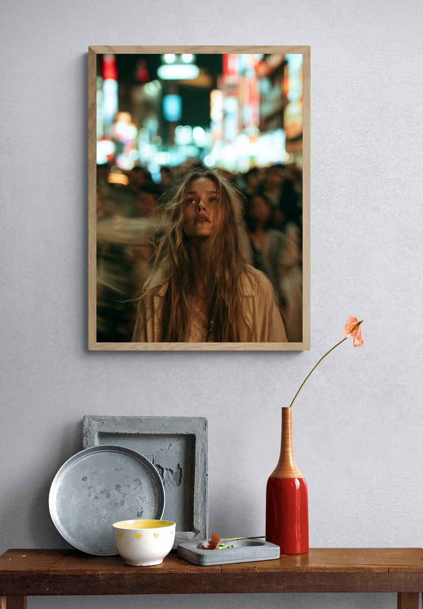 Neon City Portrait Poster. — room view 3