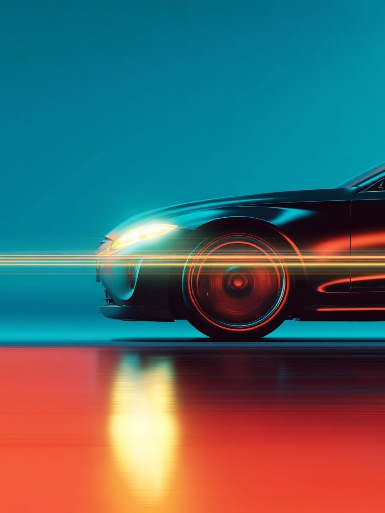 Neon Sports Car Photography Poster. poster — photography art