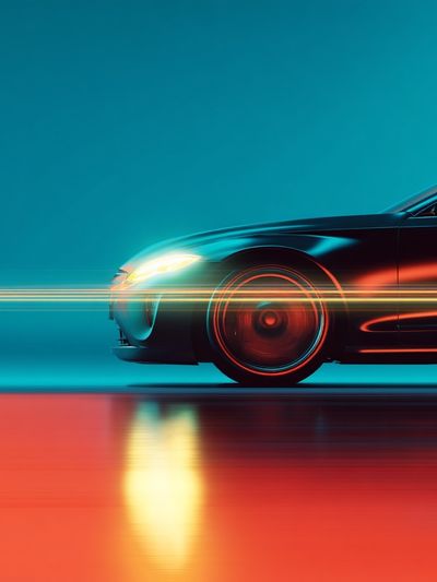 Neon Sports Car Photography Poster. poster print