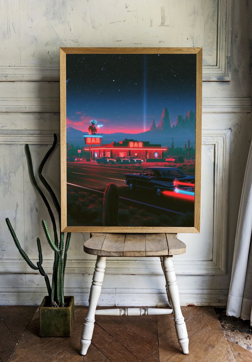 Neon Desert Bar — Retro Print. room preview
