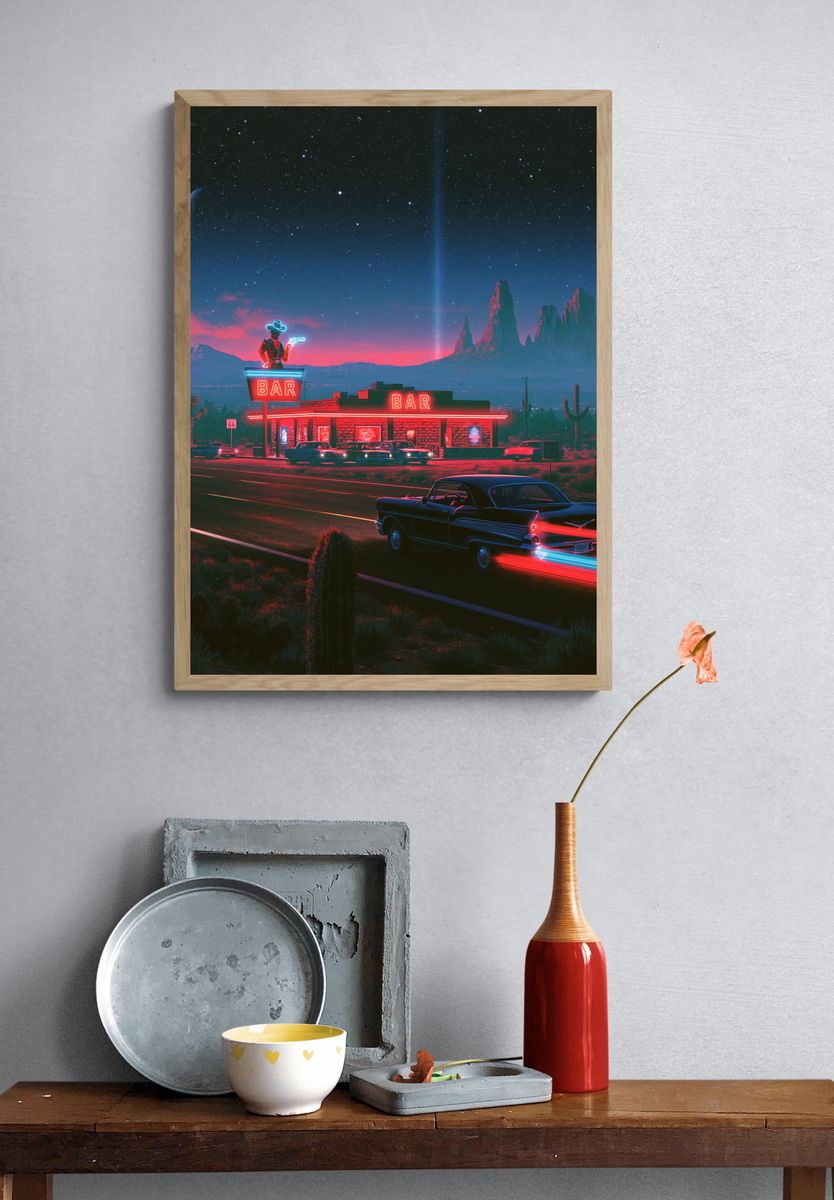 Neon Desert Bar — Retro Print. — room view 3