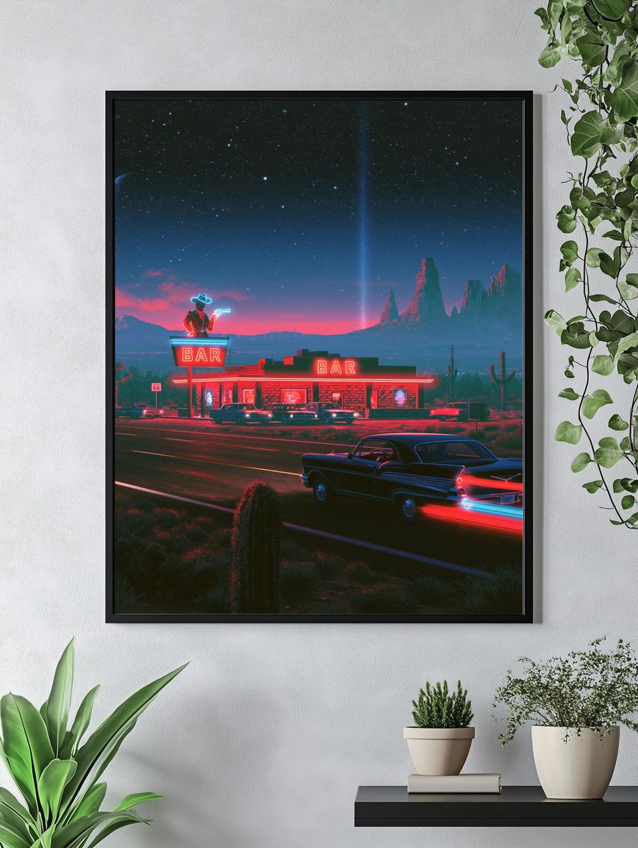 Neon Desert Bar — Retro Print. — room view 4