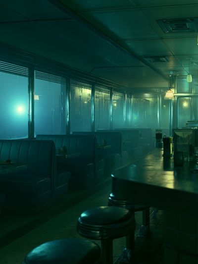 Neon Diner Interior Photography Poster.