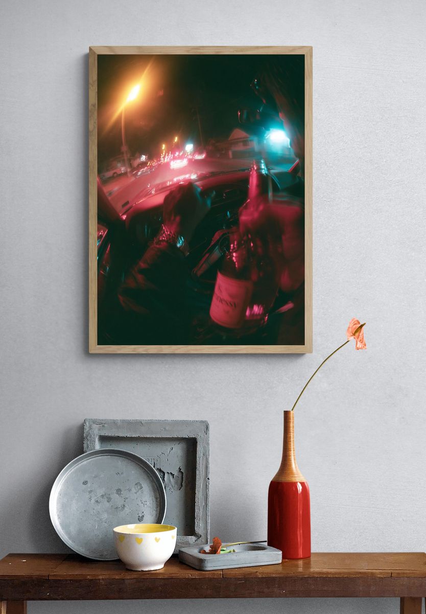 Neon Night Drive Photography Poster. — room view 3