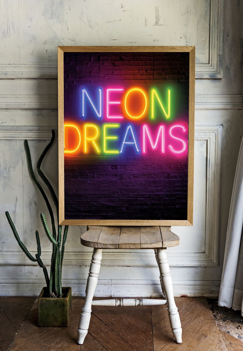 Neon Dreams — Typography Print. — room view 1