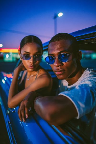Neon Car Portrait Photography Poster. poster print