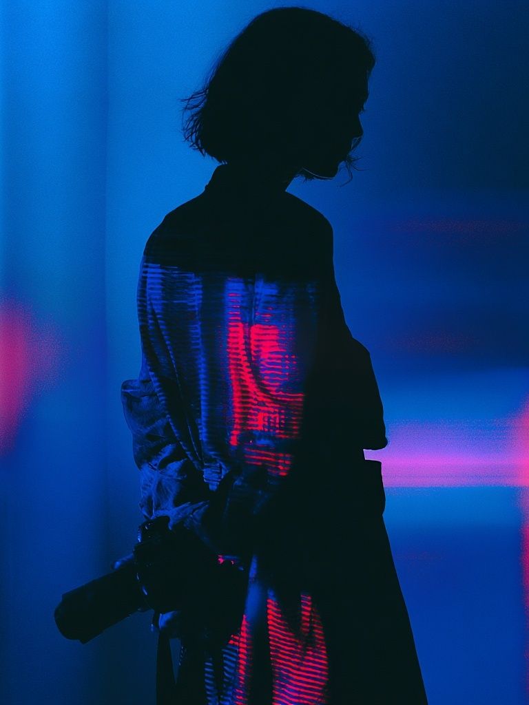 Neon Silhouette Portrait Print. poster — photography art