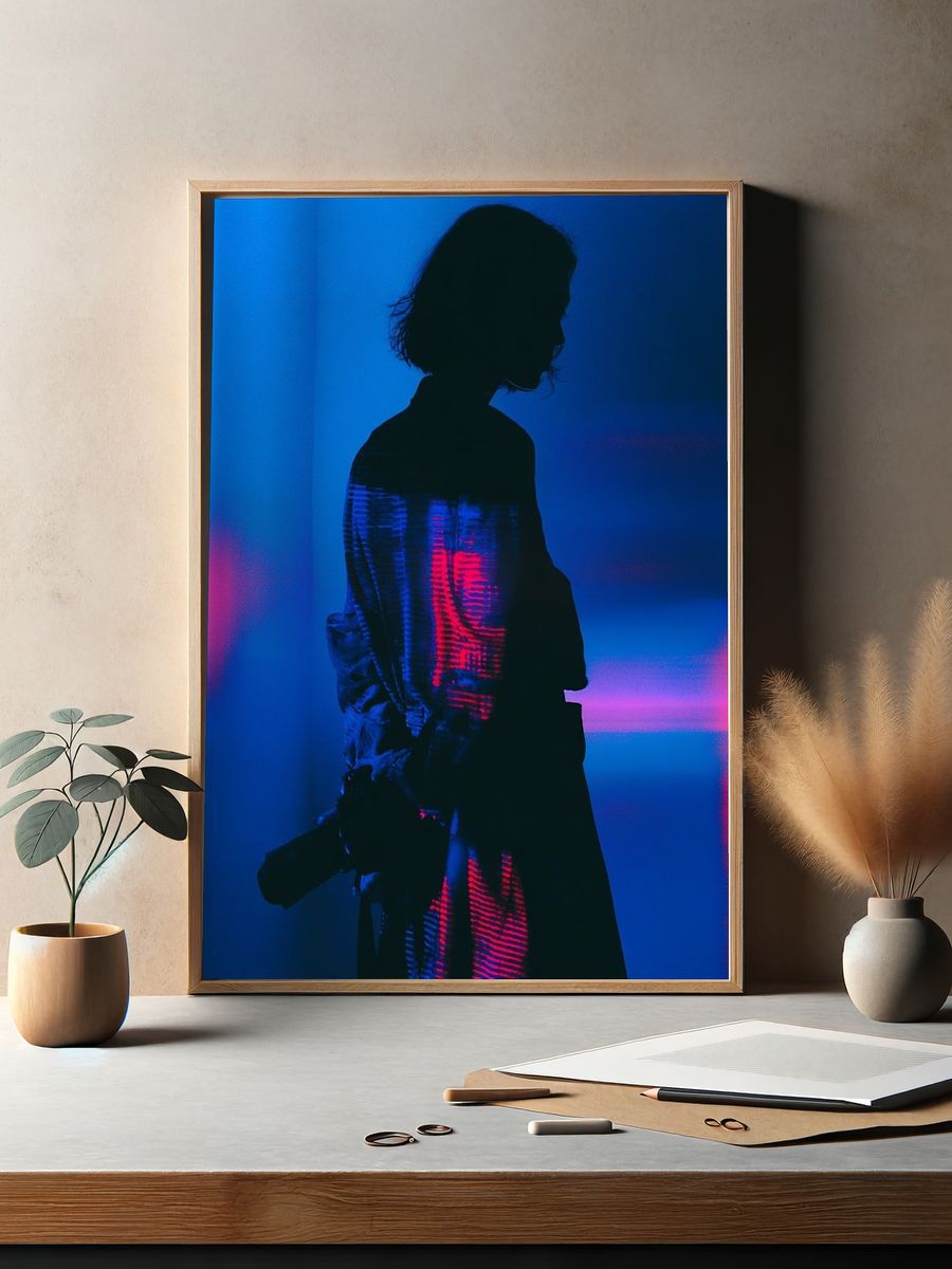 Neon Silhouette Portrait Print. — room view 2