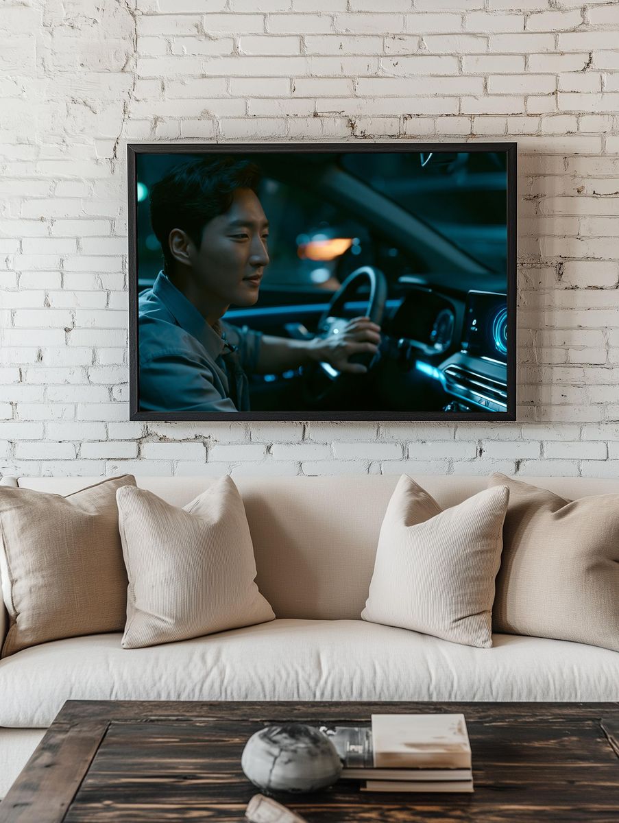 Neon Driver Portrait Print. room preview