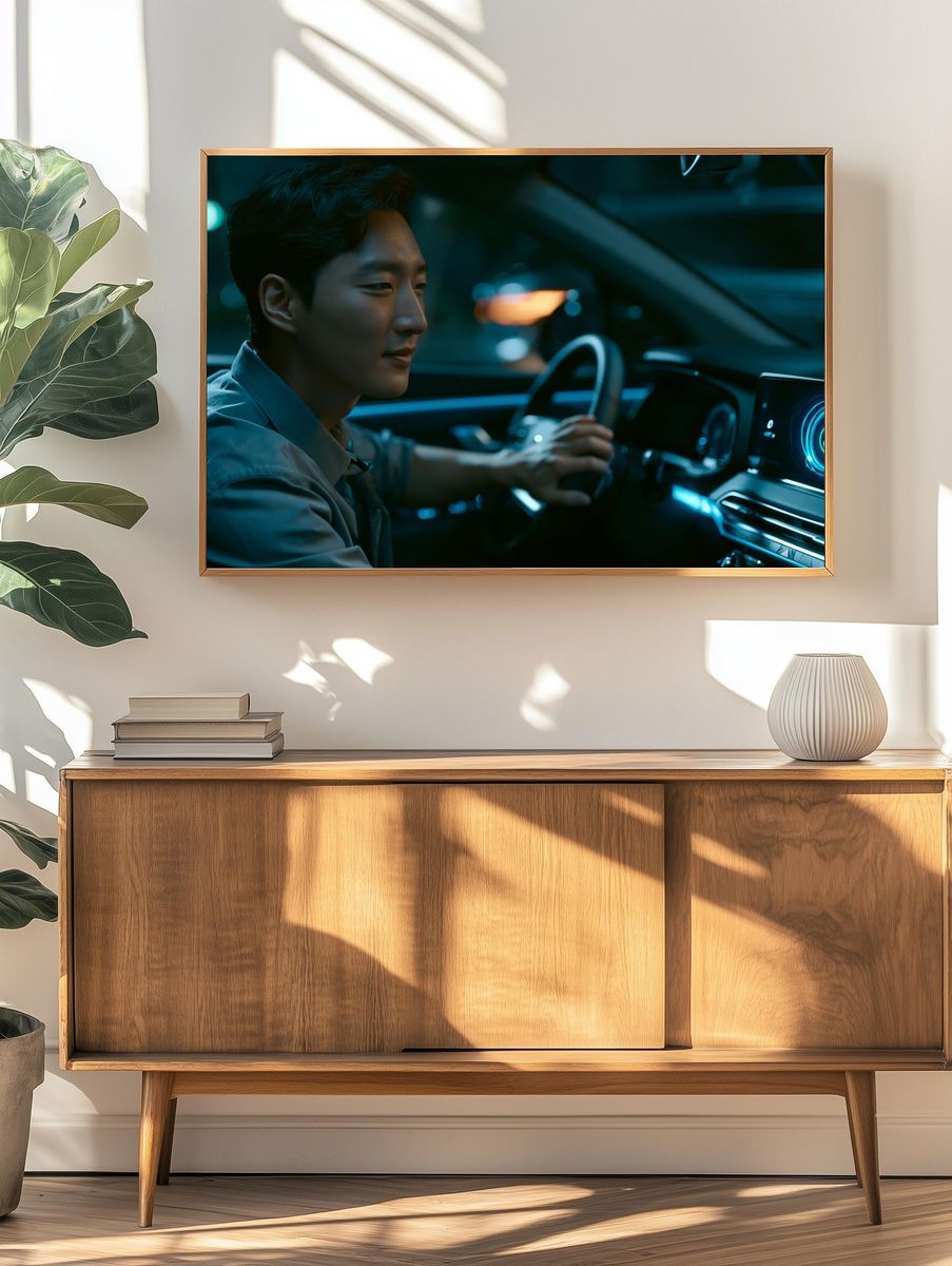 Neon Driver Portrait Print. — room view 3