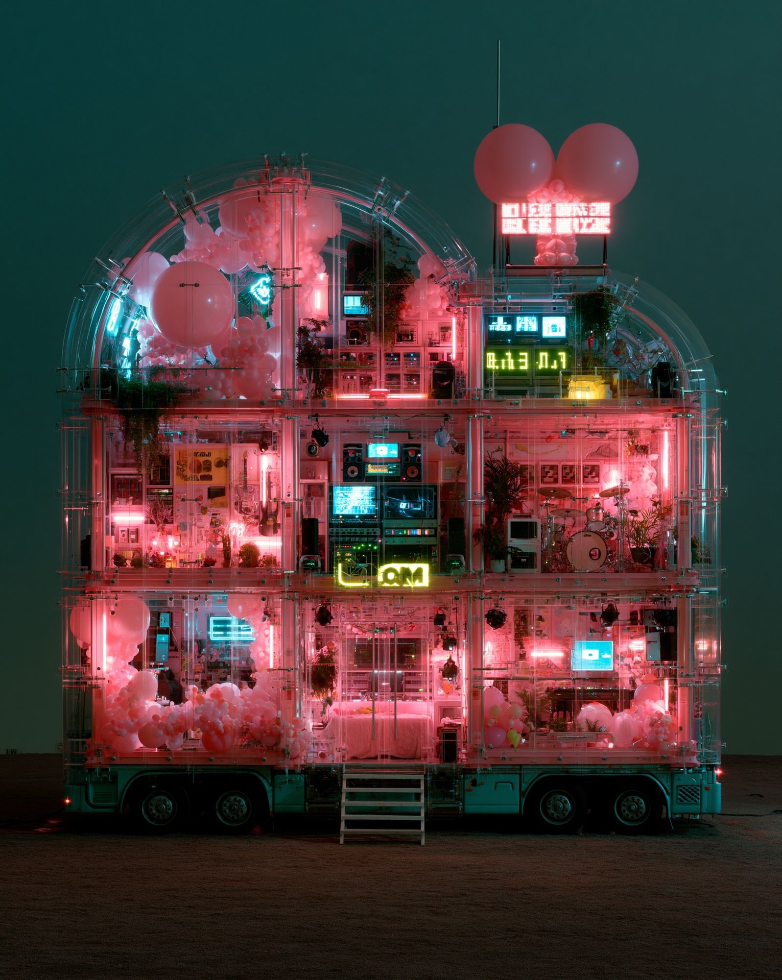 Neon Balloon House Photography Poster. poster detail