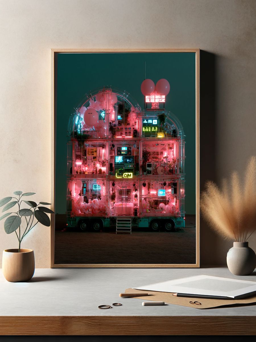 Neon Balloon House Photography Poster. — room view 2
