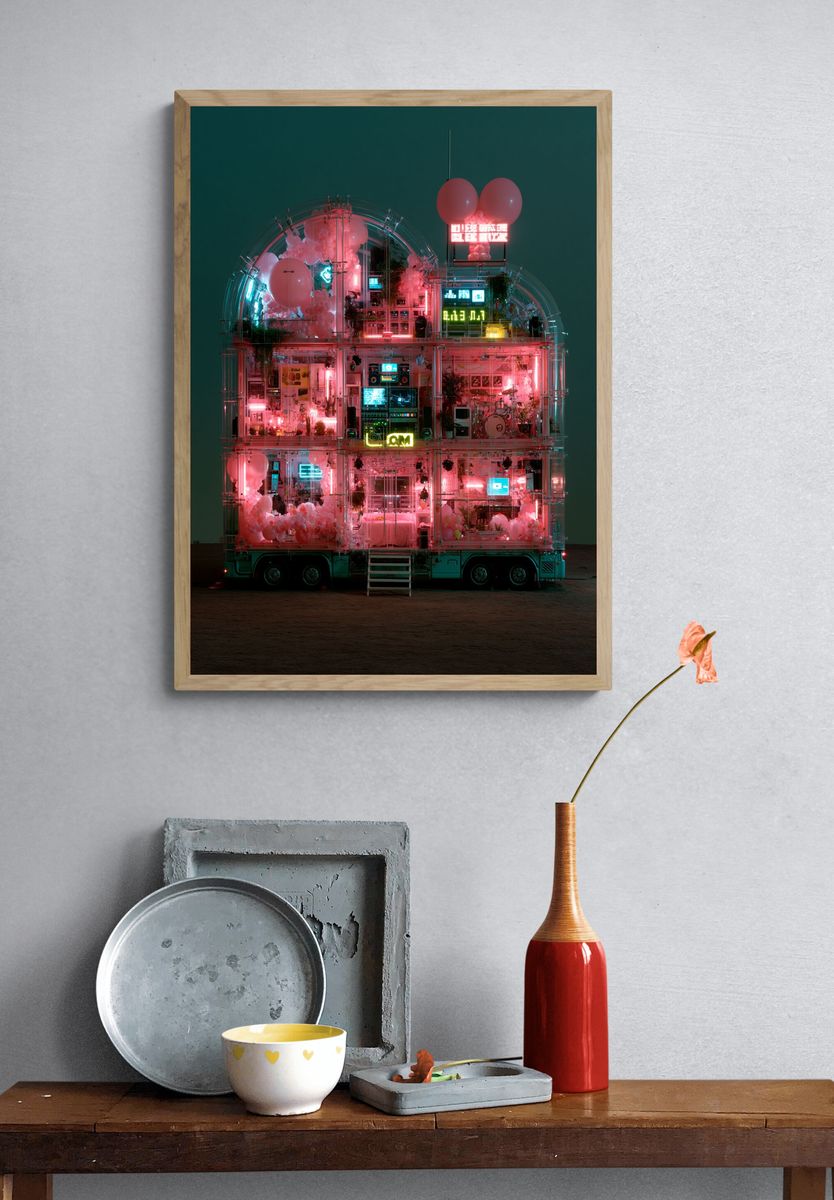 Neon Balloon House Photography Poster. — room view 3