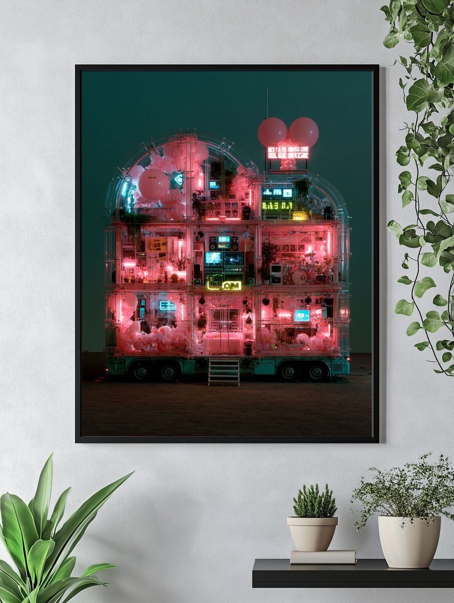 Neon Balloon House Photography Poster. — room view 4