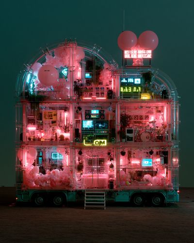 Neon Balloon House Photography Poster. poster