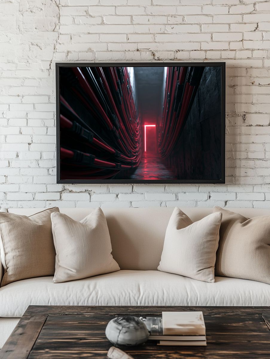 Neon Corridor — Photography Print. room preview