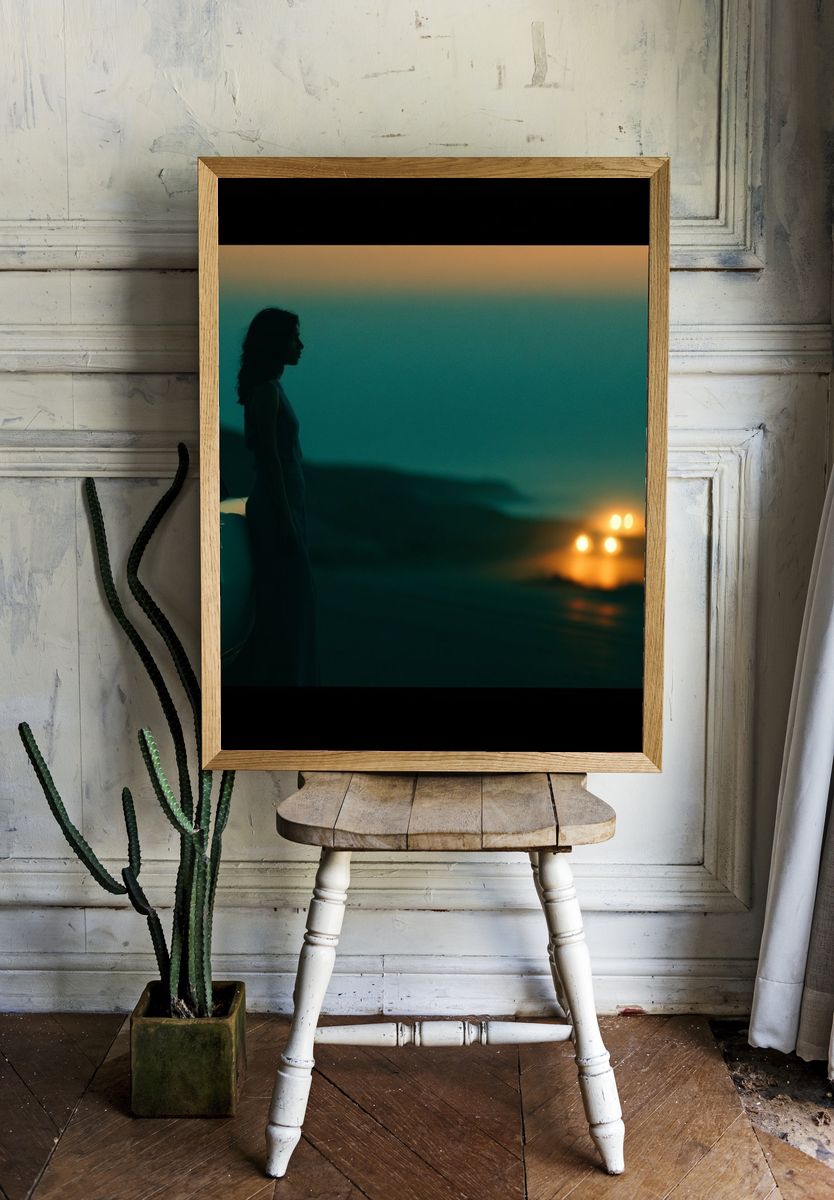 Neon Drive Silhouette Photography Poster. room preview