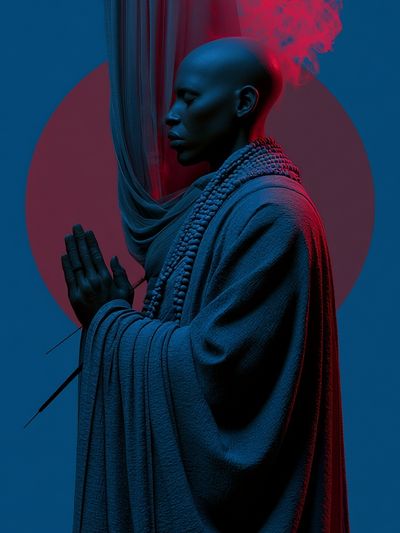 Neon Meditation Portrait Print.