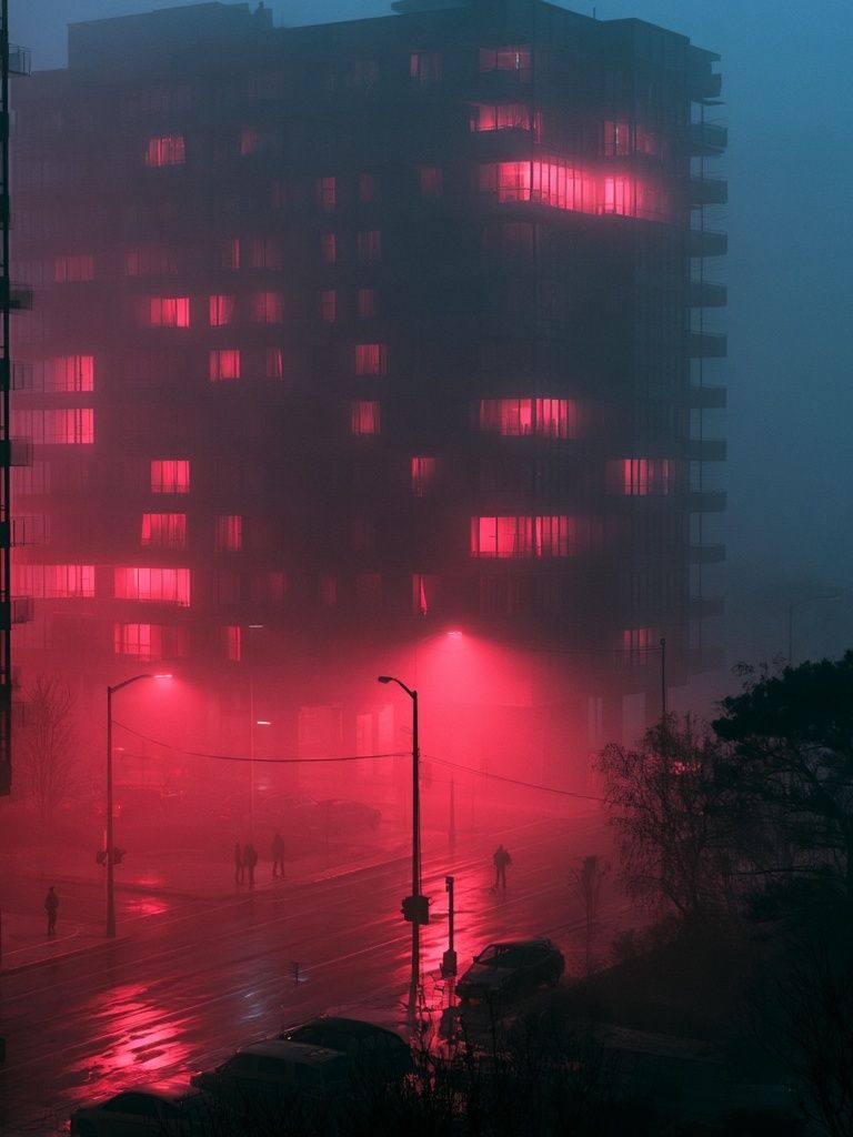 Neon Fog Cityscape Photography Poster. poster — photography art