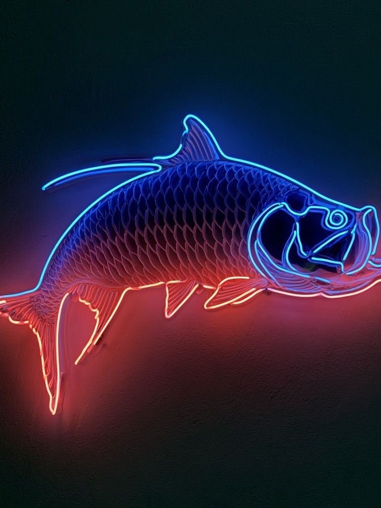 Neon Fish Illustration Poster. poster detail